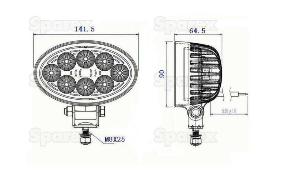 Faro da lavoro LED ovale, Class 3, 1600 Lumen, 10-30V - 3